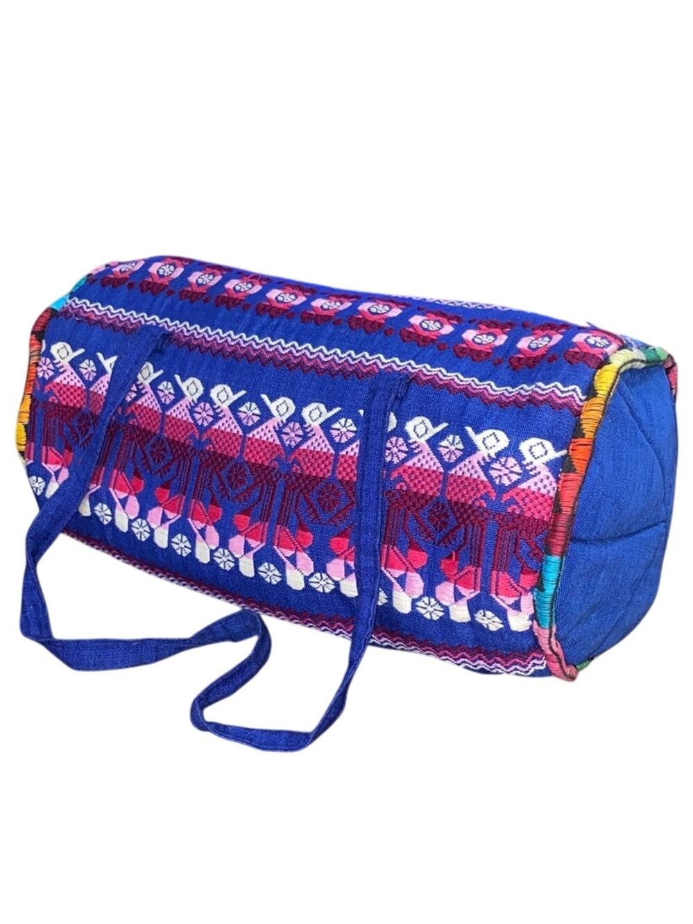 Vintage Woven Textile Colorful Guatemalan Style Tribal Pattern Duffle Bag